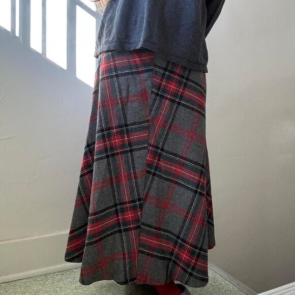 Vintage Handmade Plaid Midi Skirt Festive Holiday 28 Xmas - Picture 7 of 7